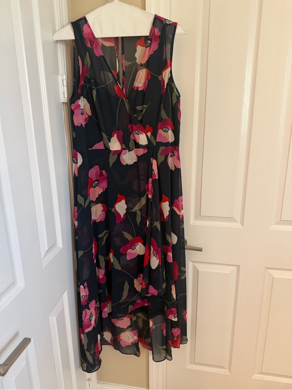 Calvin Klein Black Maxi Dress with Pink Floral Print